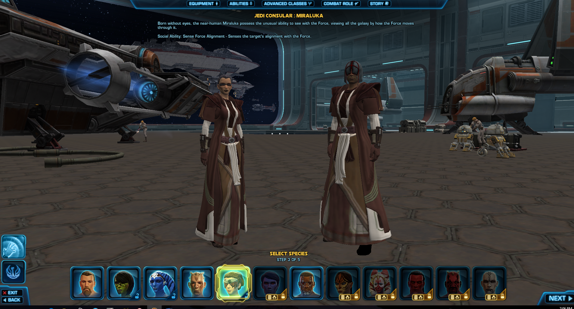 Selecting your species in SWTOR. Image by Jana Allmand-Zeman. 